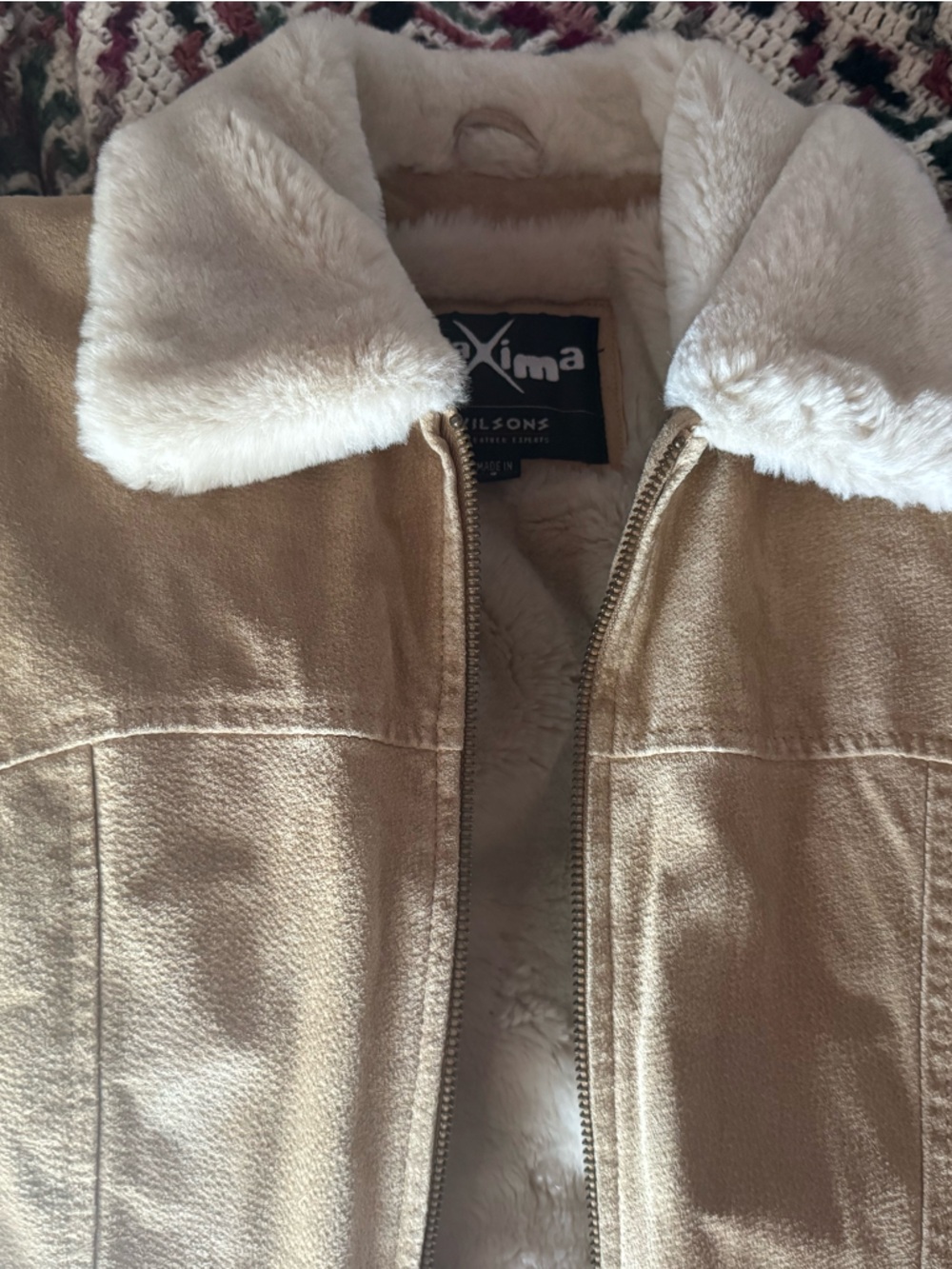 Wilson's Women's Tan Suede Shearling Jacket - Picture 3 of 6